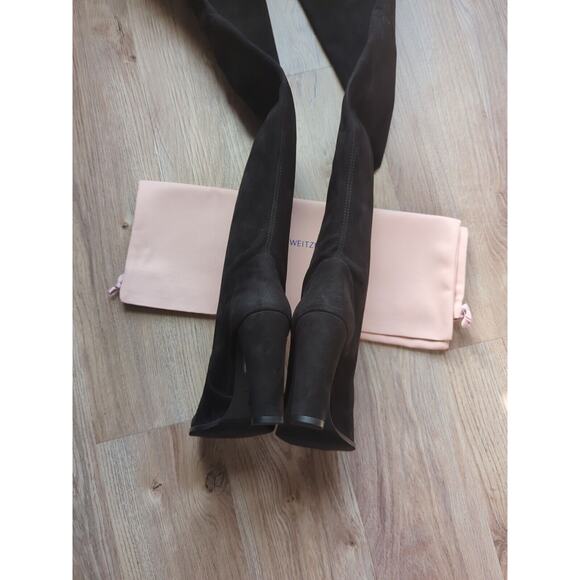 Stuart Weitzman Highland Over the Knee Black Suede Boots Womens 7.5 OTK - Picture 14 of 16